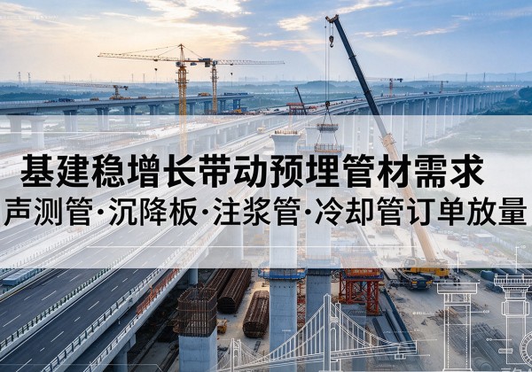 威海基建稳增长带动预埋监测管材需求，声测管、沉降板、注浆管订单持续放量